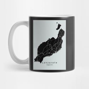 Lanzarote Spain Island Map dark Mug